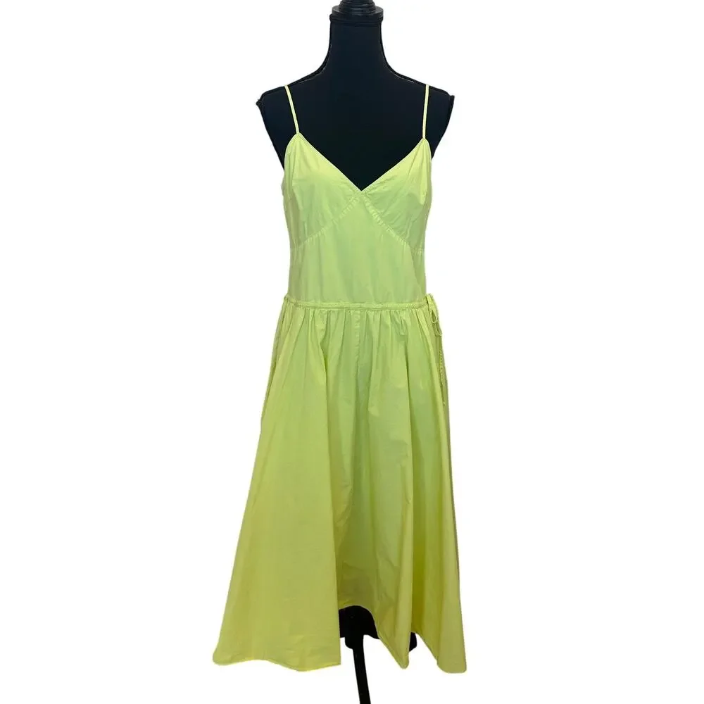 Jason Wu Yellow Slip Midi Dress SIZE 10 Cottage Cotton Sundress Designer $365 - Picture 10 of 13